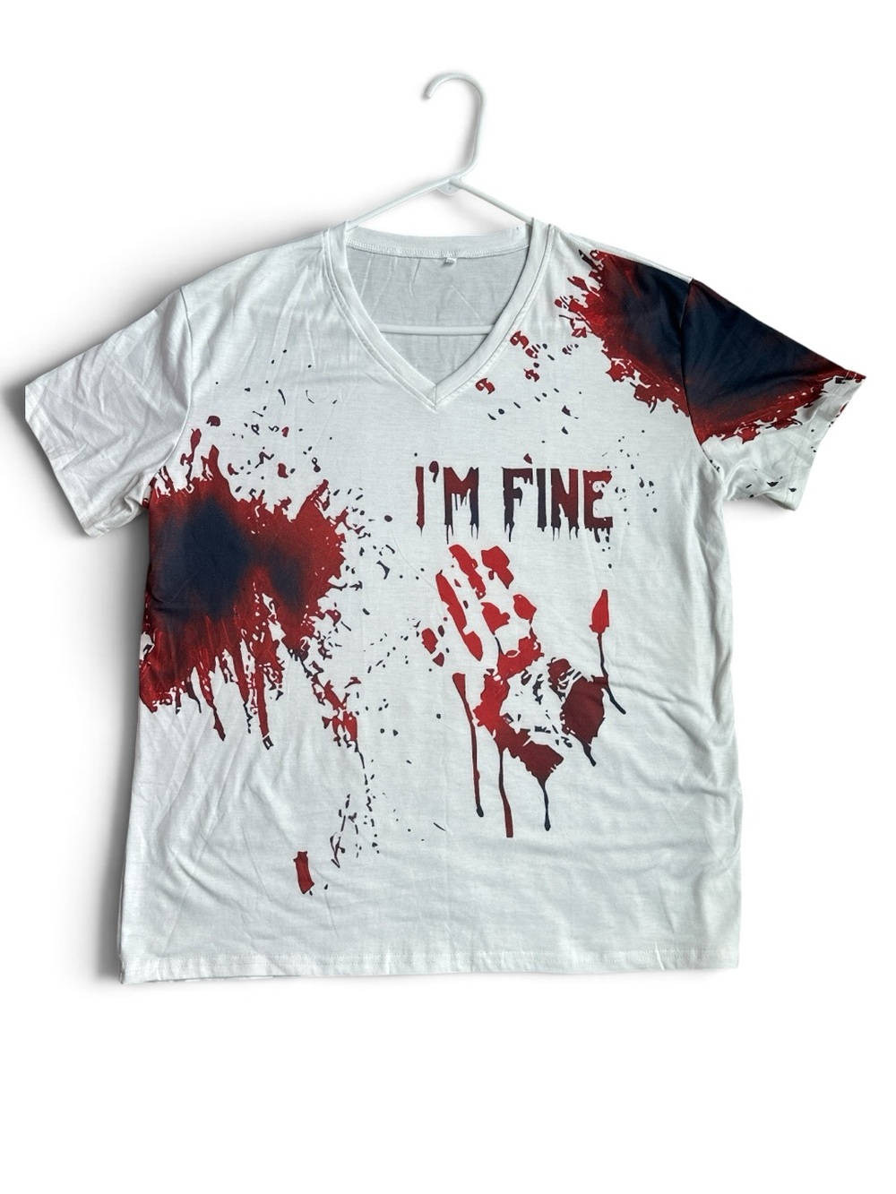 Halloween - “I'm Fine” Graphic V-Neck Tee 2X